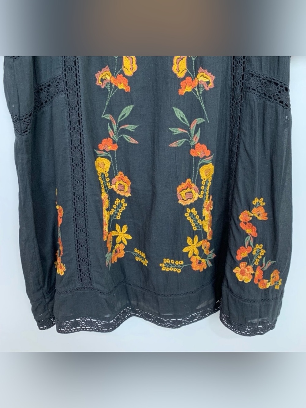 Free People Perfectly Victorian
Embroidered Mini Dress in Black & Orange, Small - Picture 9 of 13